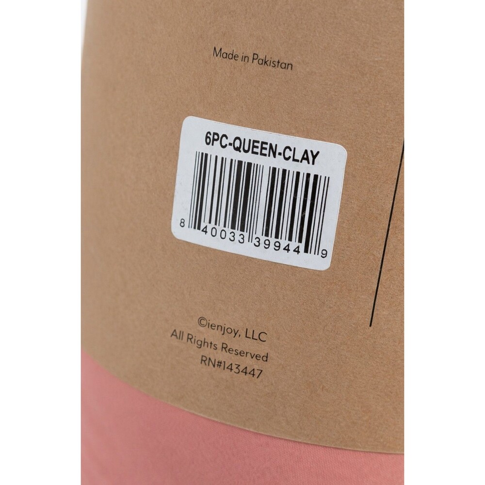 ienjoy Home Premium 6 Piece Queen Sheet Set Pink Clay Microfiber Deep Pocket NWT - Picture 4 of 12